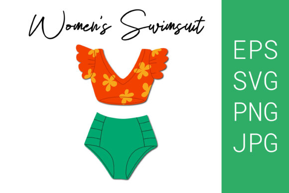 Retro Style Two-piece Swimsuit. Vector