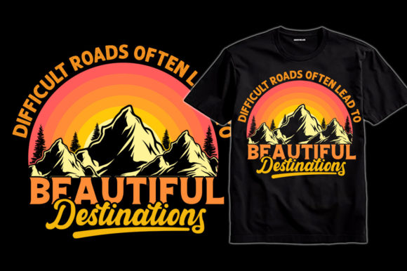 Retro Vintage Mountain Sunset
