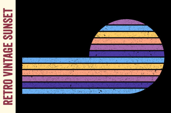 Retro Vintage Sunset Beach Vector Sun