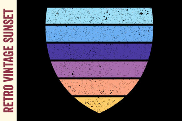 Retro Vintage Sunset Shield Empty