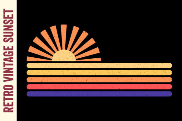 Retro Vintage Sunset Sun Rays Ocean