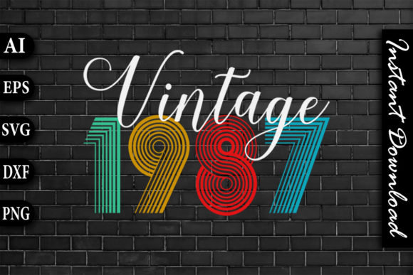 Vintage 1987 Retro Color Birthday Design