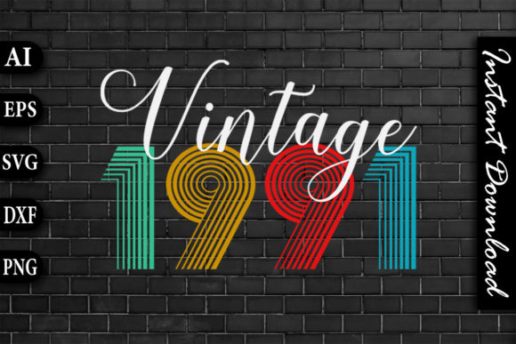 Vintage 1991 Retro Color Birthday Design