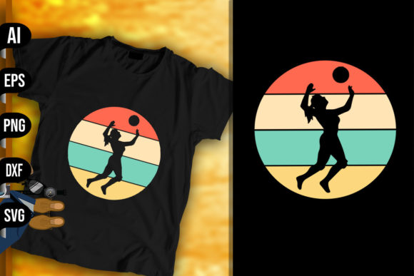 Vintage Retro Volleyball Player Design