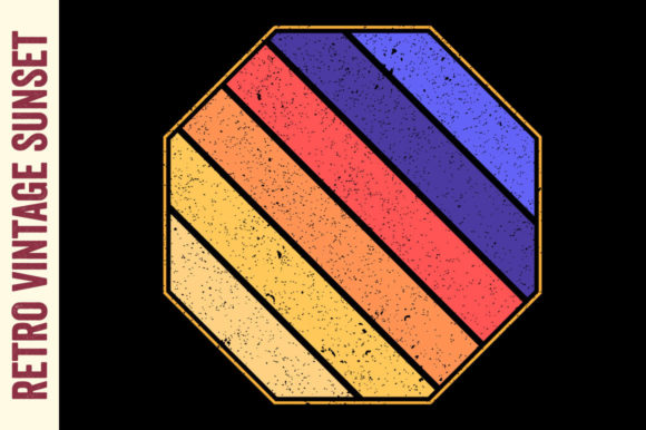 Vintage Sunset Retro Hexagon Striped