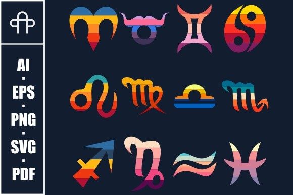 Zodiac Signs Retro Vector Illustration